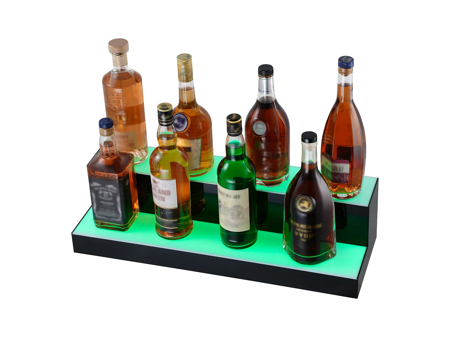 Présentoir à Bouteilles d'Alcool Éclairé à LED SucceBuy, Étagère de Bar, 60 cm, 2 Étapes