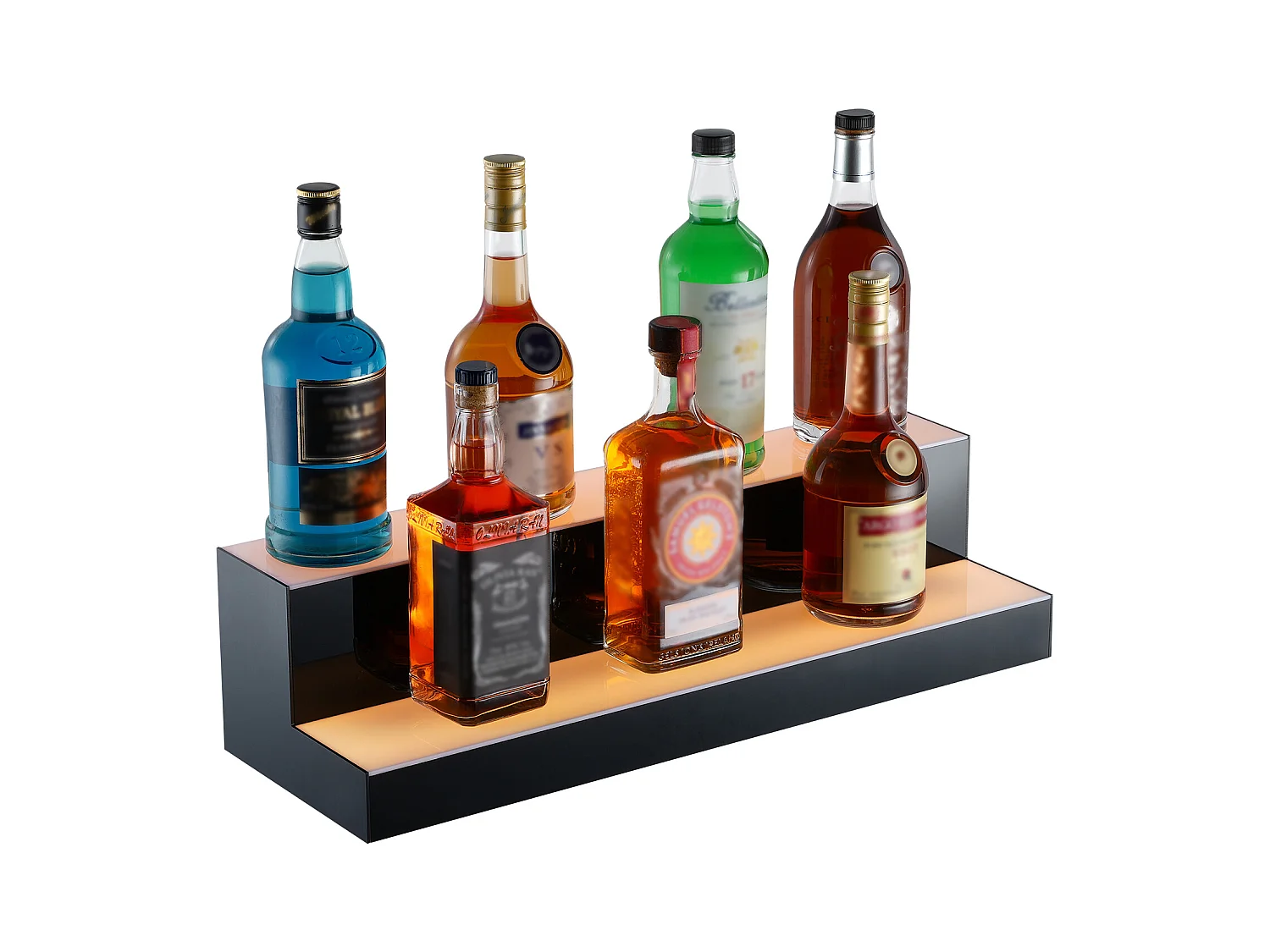 Présentoir à Bouteilles d'Alcool Éclairé à LED SucceBuy, Étagère de Bar, 60 cm, 2 Étapes