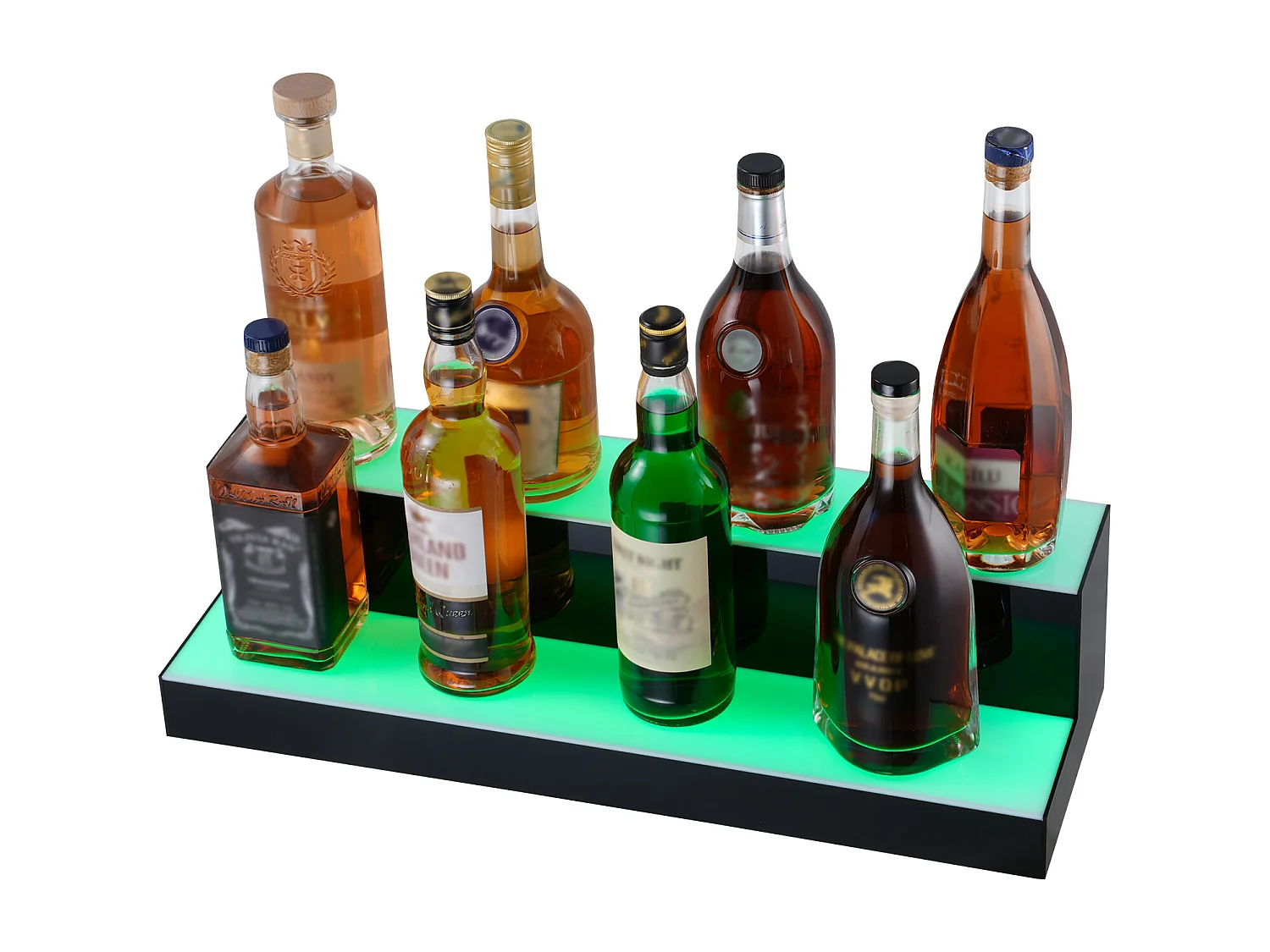 Présentoir à Bouteilles d'Alcool Éclairé à LED SucceBuy, Étagère de Bar, 60 cm, 2 Étapes