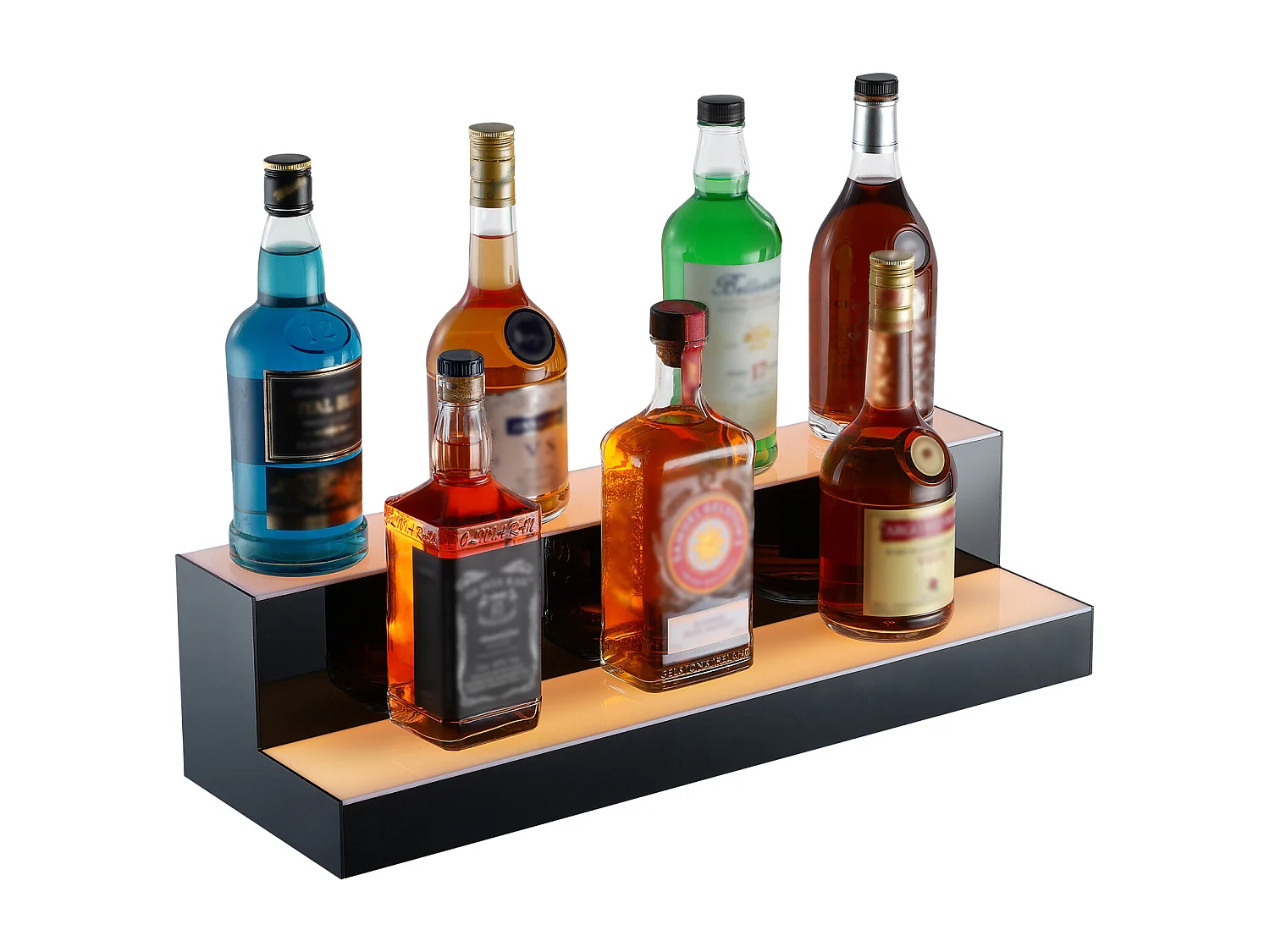 Présentoir à Bouteilles d'Alcool Éclairé à LED SucceBuy, Étagère de Bar, 60 cm, 2 Étapes