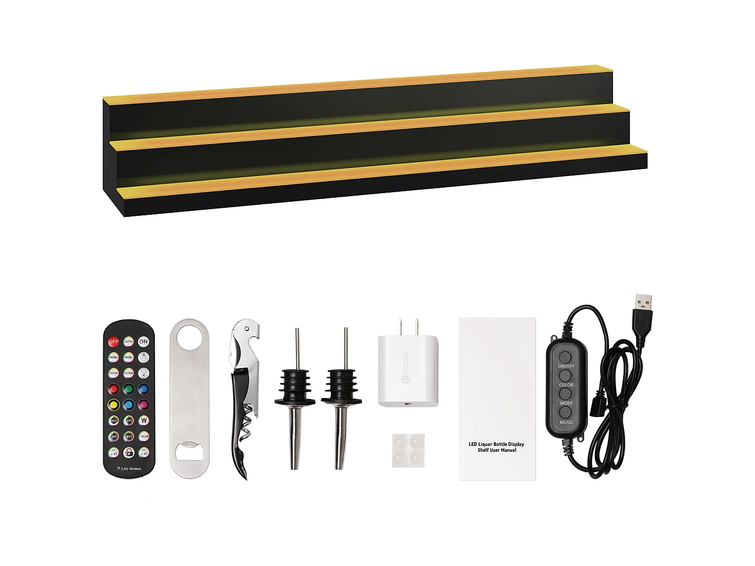 Présentoir à Bouteilles d'Alcool Éclairé à LED SucceBuy, Étagère de Bar, 152,2 cm, 3 Étapes