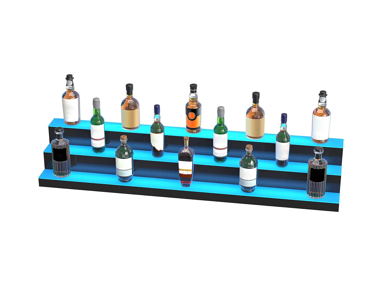 Présentoir à Bouteilles d'Alcool Éclairé à LED SucceBuy, Étagère de Bar, 152,2 cm, 3 Étapes