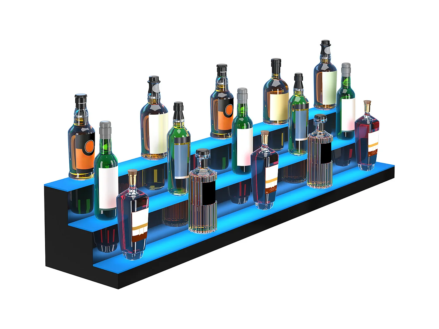 Présentoir à Bouteilles d'Alcool Éclairé à LED SucceBuy, Étagère de Bar, 152,2 cm, 3 Étapes