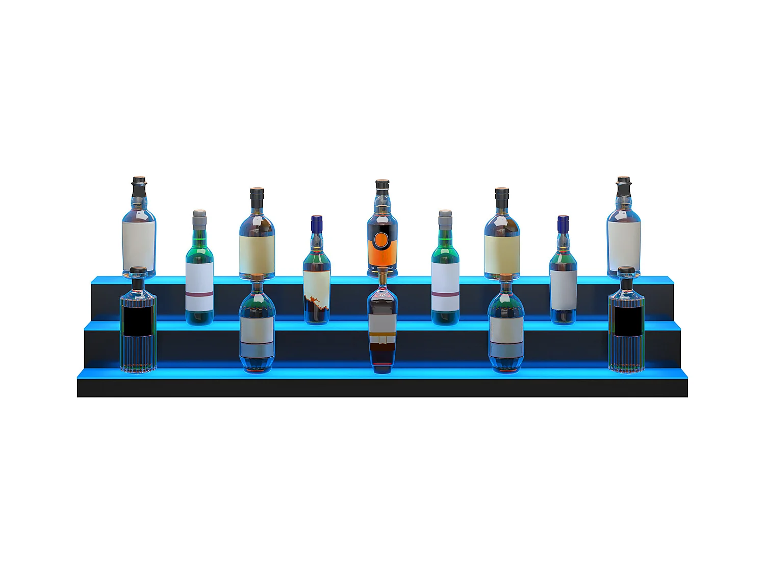 Présentoir à Bouteilles d'Alcool Éclairé à LED SucceBuy, Étagère de Bar, 152,2 cm, 3 Étapes