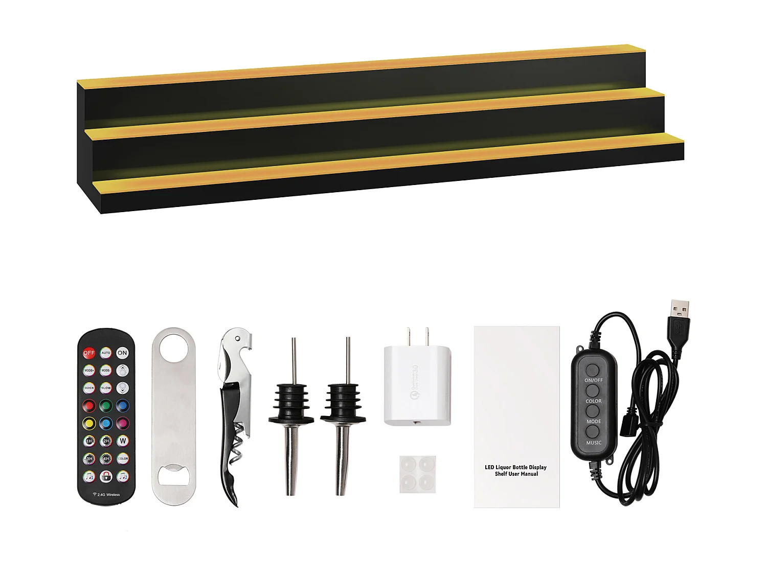 LED-verlichte Drankflessenrek van SucceBuy, Barrek, 152,2 cm, 3 Treden