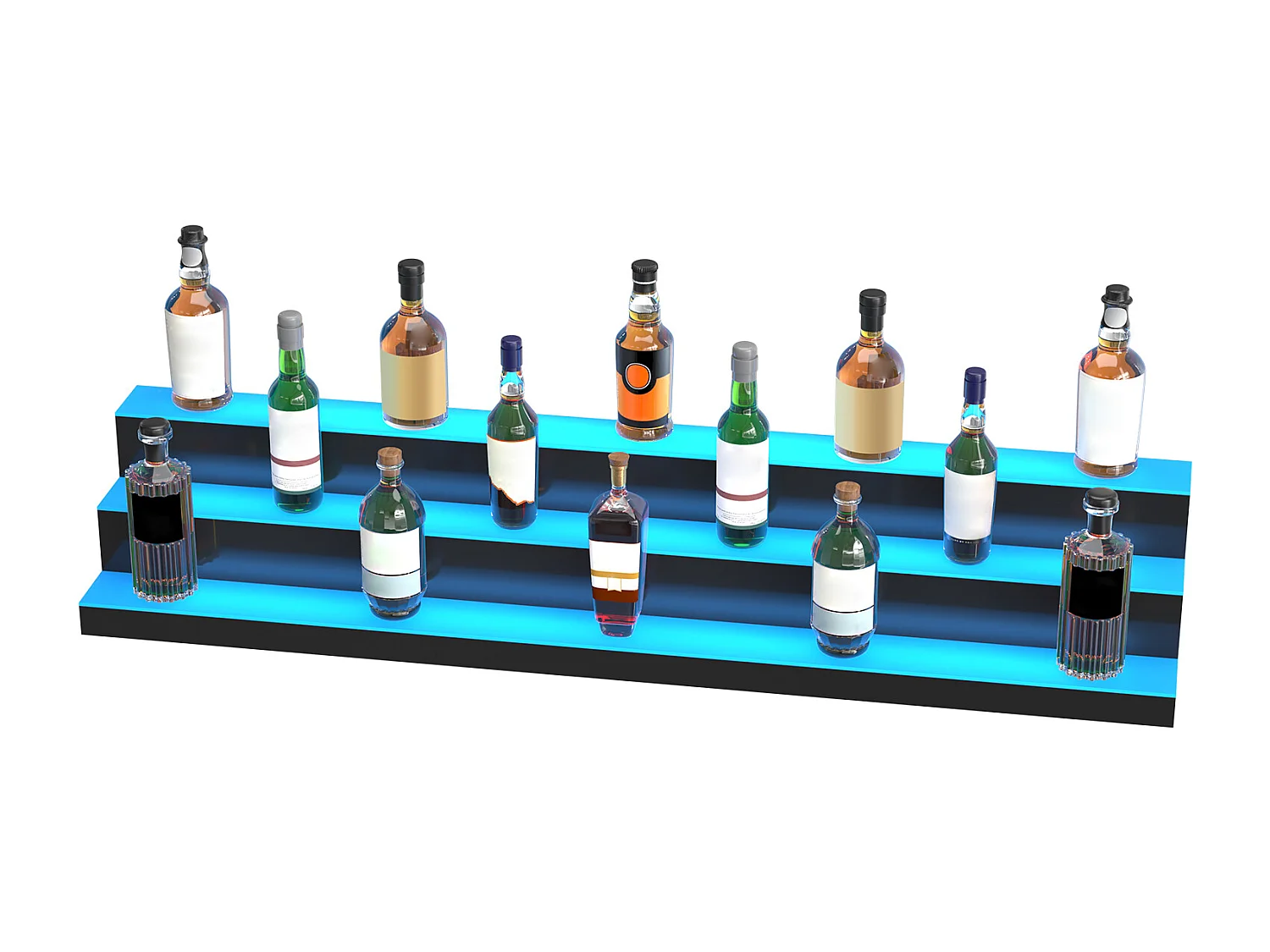 LED-verlichte Drankflessenrek van SucceBuy, Barrek, 152,2 cm, 3 Treden