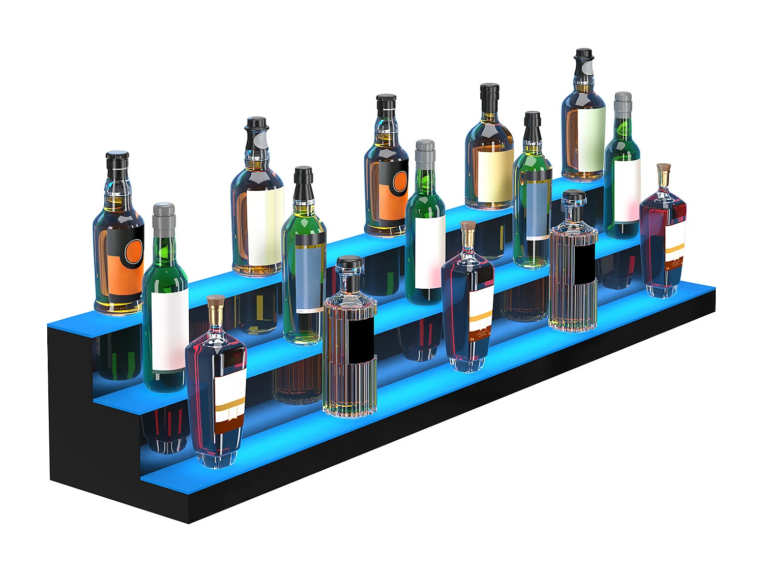 LED-verlichte Drankflessenrek van SucceBuy, Barrek, 152,2 cm, 3 Treden