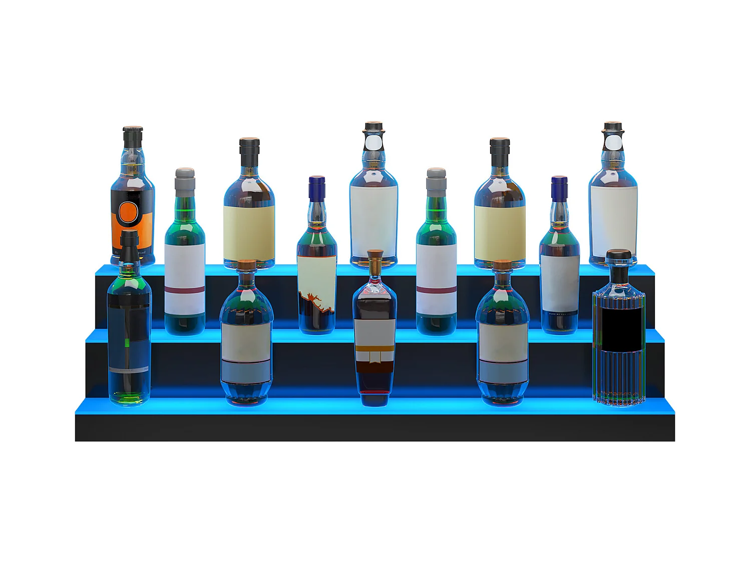 Présentoir à Bouteilles d'Alcool Éclairé à LED SucceBuy, Étagère de Bar, 101,5 cm, 3 Étapes