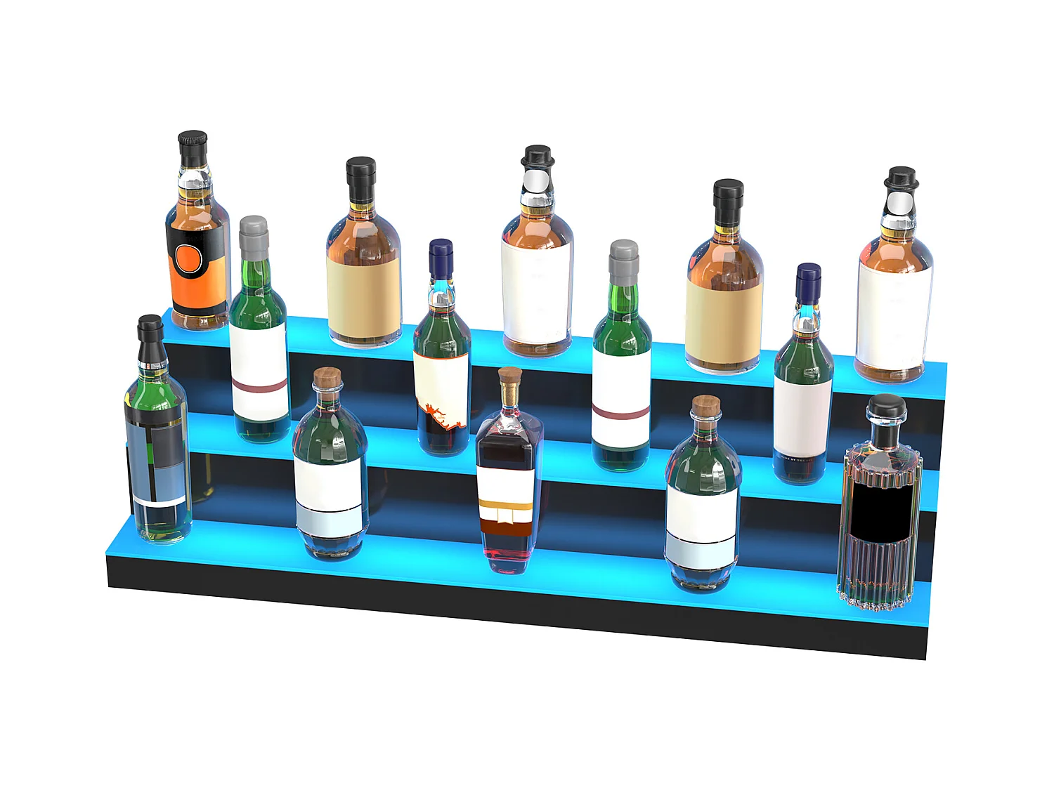 Présentoir à Bouteilles d'Alcool Éclairé à LED SucceBuy, Étagère de Bar, 101,5 cm, 3 Étapes