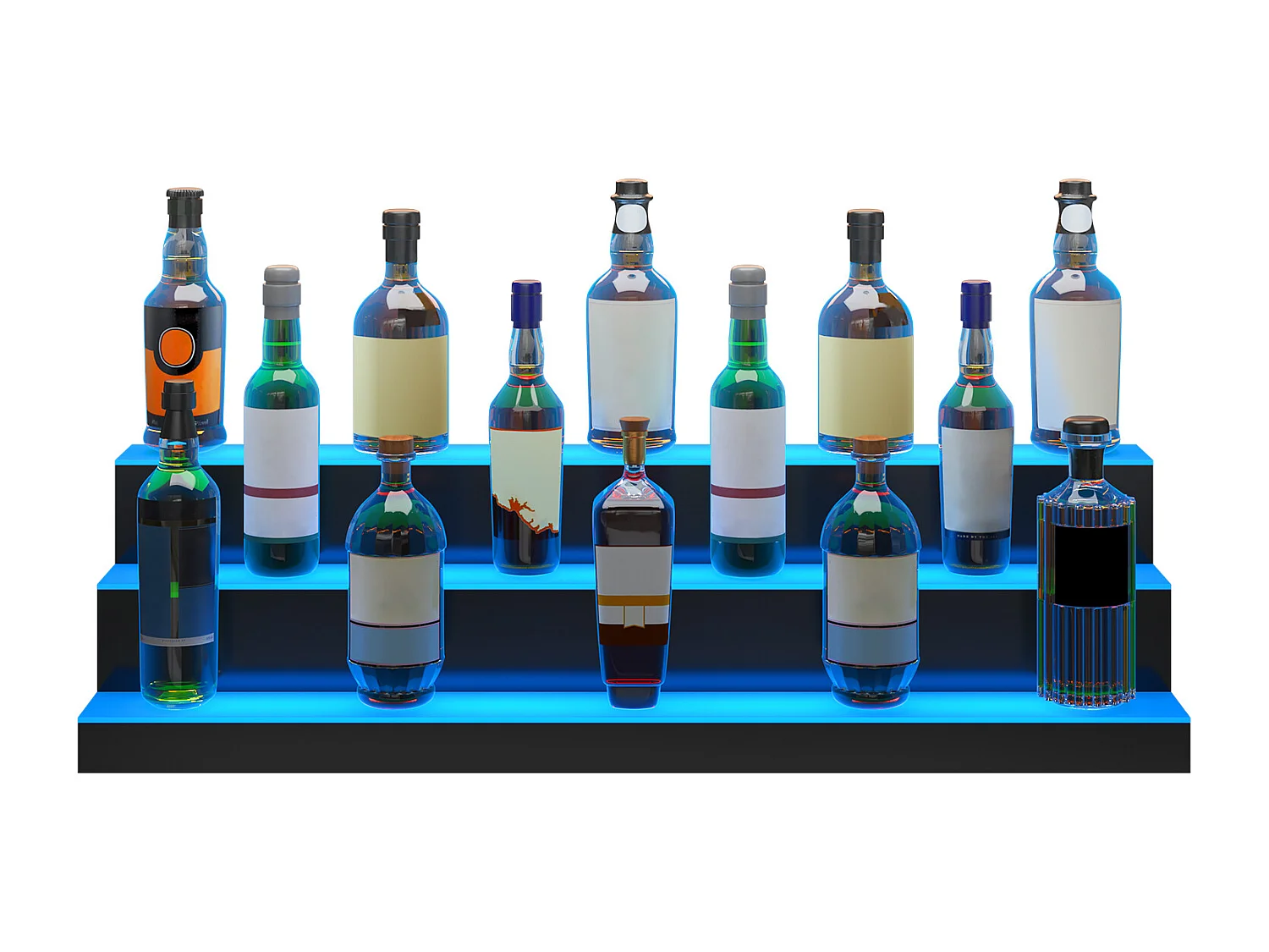 Présentoir à Bouteilles d'Alcool Éclairé à LED SucceBuy, Étagère de Bar, 101,5 cm, 3 Étapes
