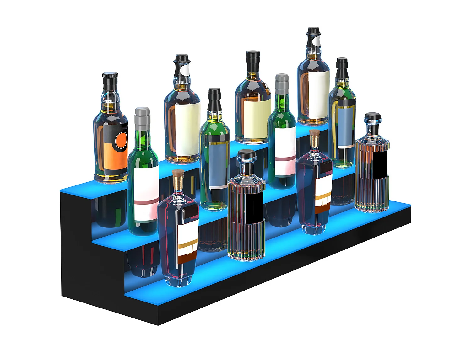 Présentoir à Bouteilles d'Alcool Éclairé à LED SucceBuy, Étagère de Bar, 101,5 cm, 3 Étapes