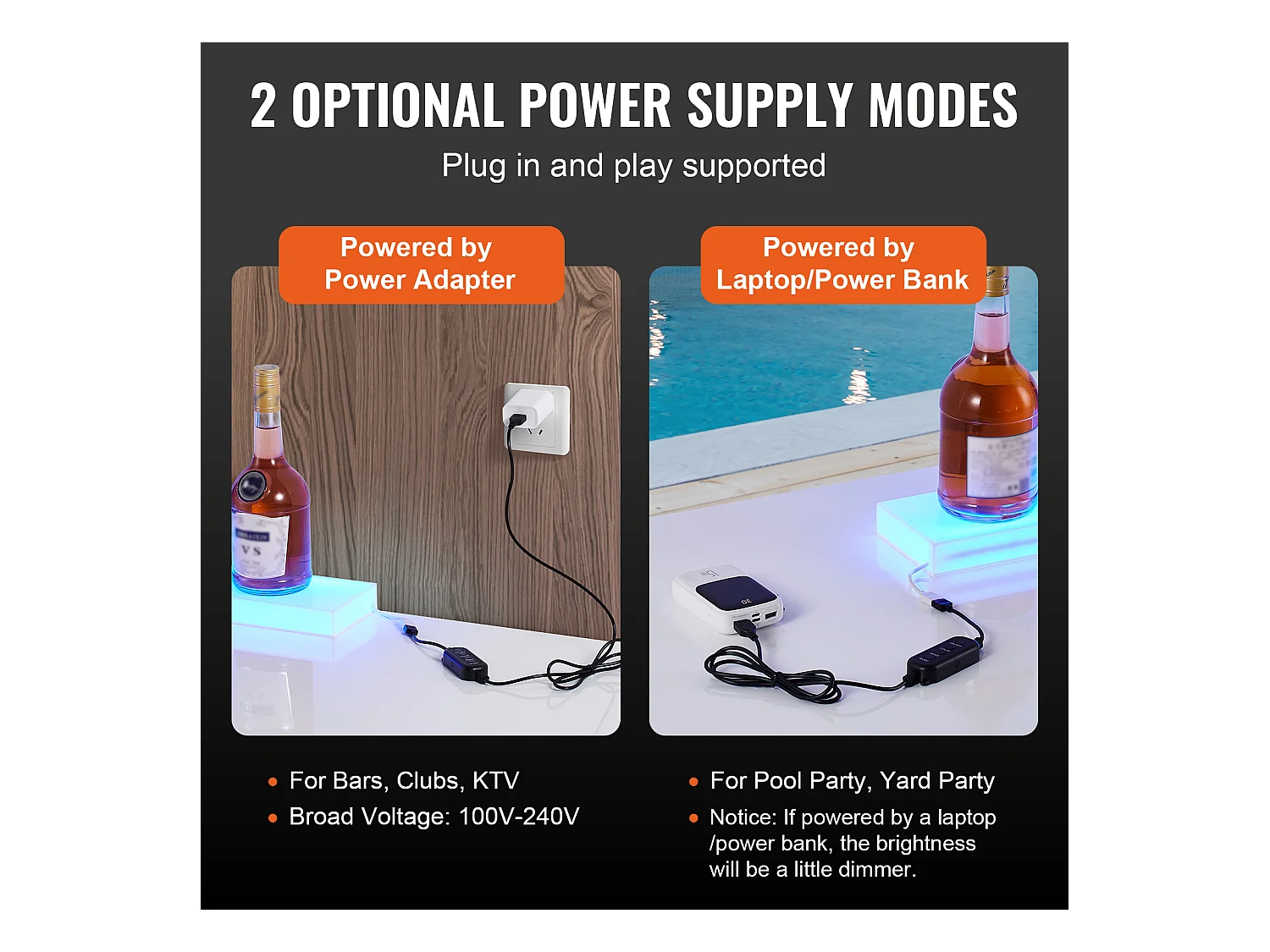 Présentoir à Bouteilles d'Alcool Éclairé à LED SucceBuy, Étagère Murale de Bar pour la Maison, 101,6 cm, 1 Étape