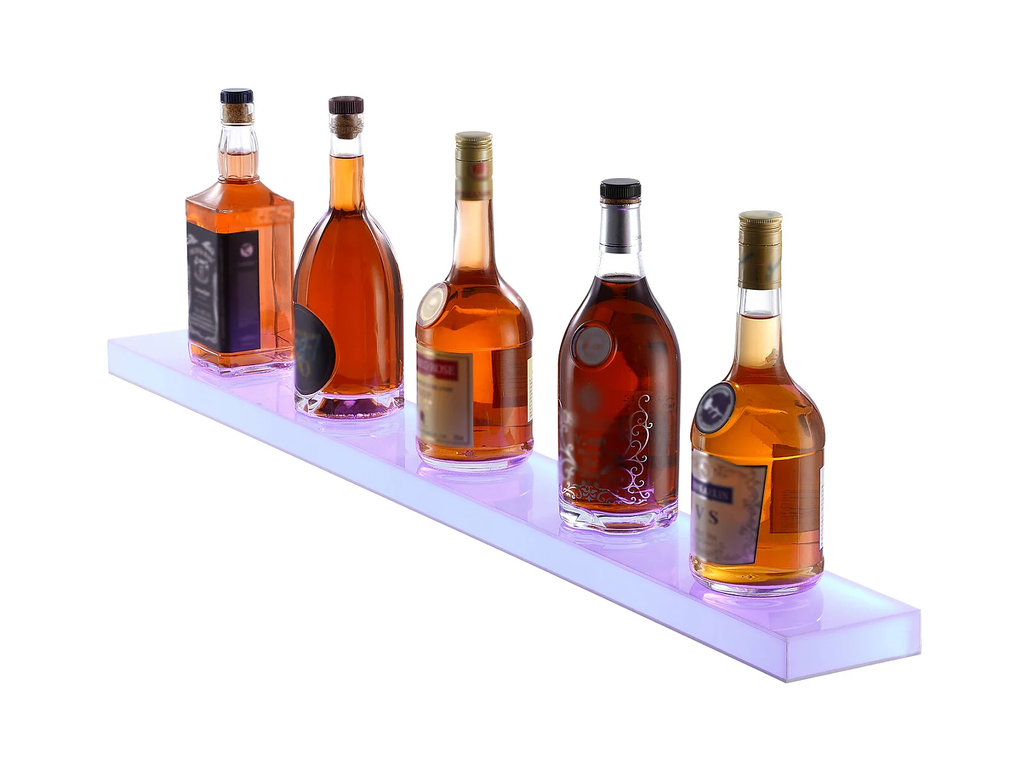 Présentoir à Bouteilles d'Alcool Éclairé à LED SucceBuy, Étagère Murale de Bar pour la Maison, 101,6 cm, 1 Étape