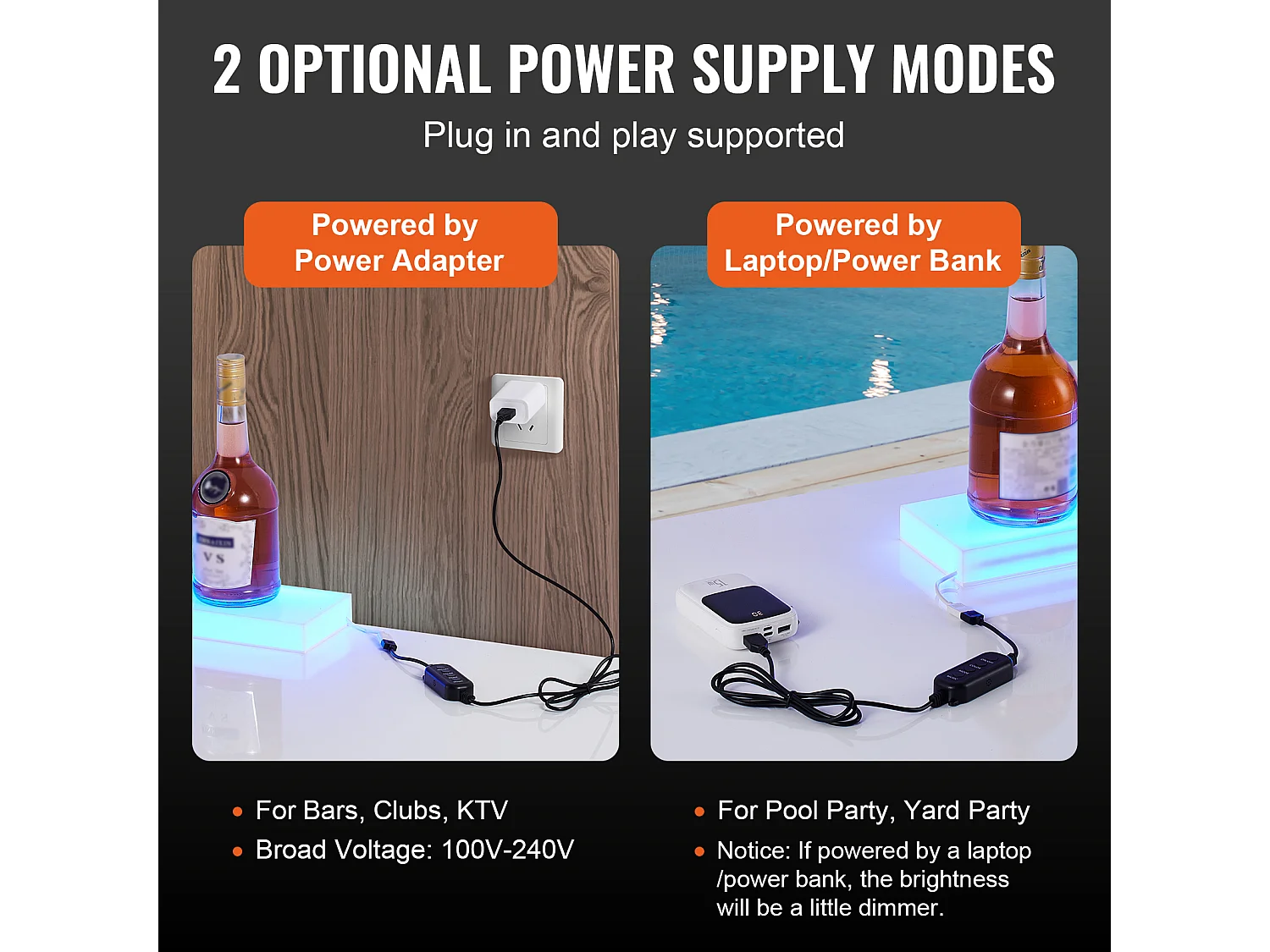 Présentoir à Bouteilles d'Alcool Éclairé à LED SucceBuy, Étagère Murale de Bar pour la Maison, 101,6 cm, 1 Étape