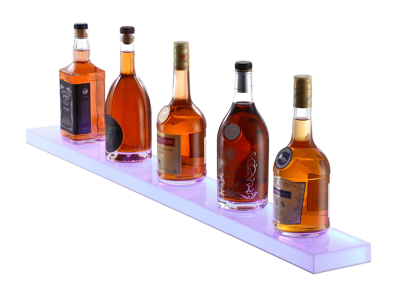 Présentoir à Bouteilles d'Alcool Éclairé à LED SucceBuy, Étagère Murale de Bar pour la Maison, 101,6 cm, 1 Étape