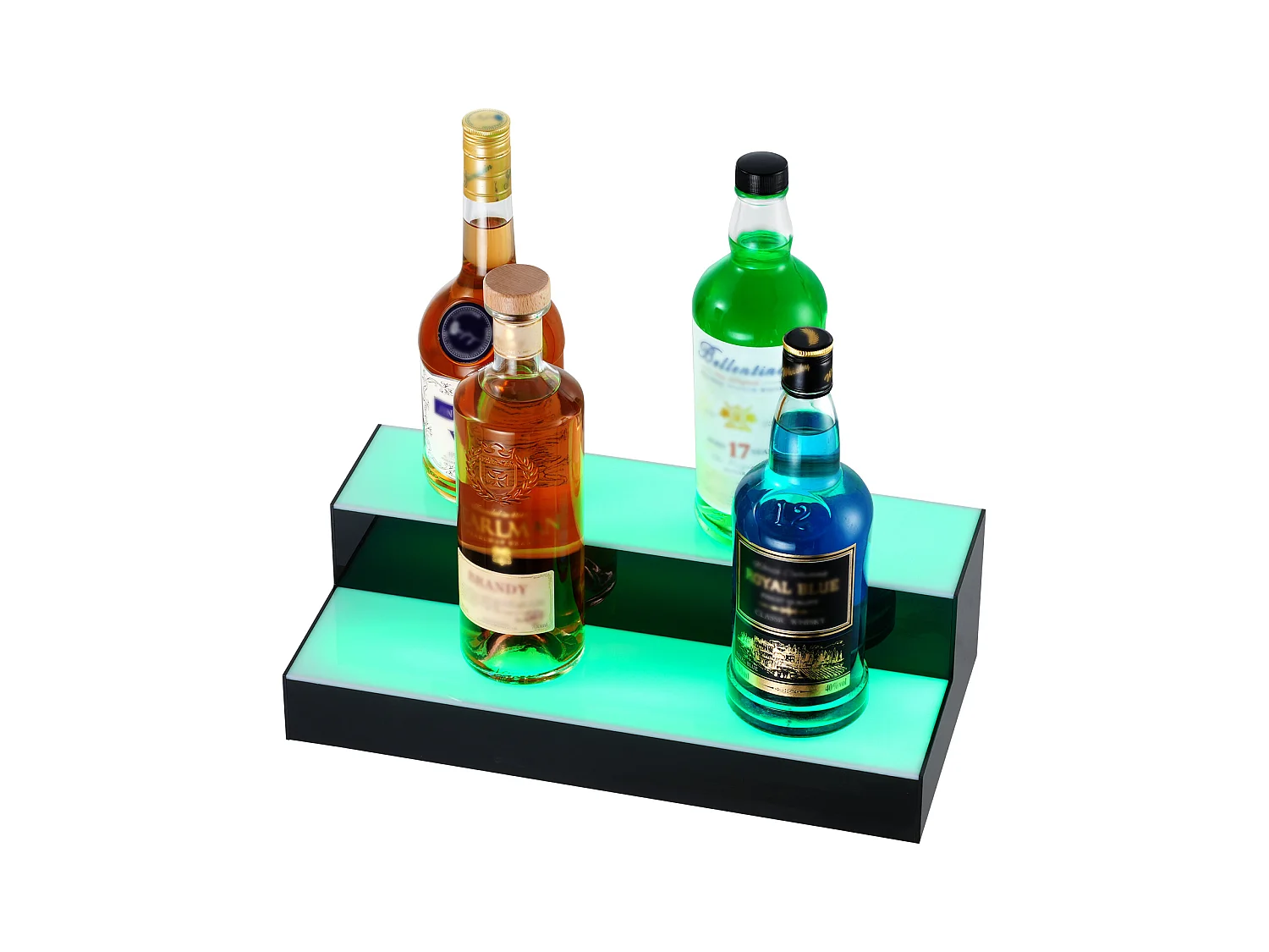 Présentoir à Bouteilles d'Alcool Éclairé à LED SucceBuy, Étagère de Bar, 40,5 cm, 2 Étapes