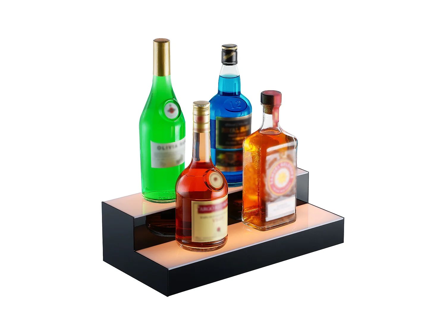 Présentoir à Bouteilles d'Alcool Éclairé à LED SucceBuy, Étagère de Bar, 40,5 cm, 2 Étapes