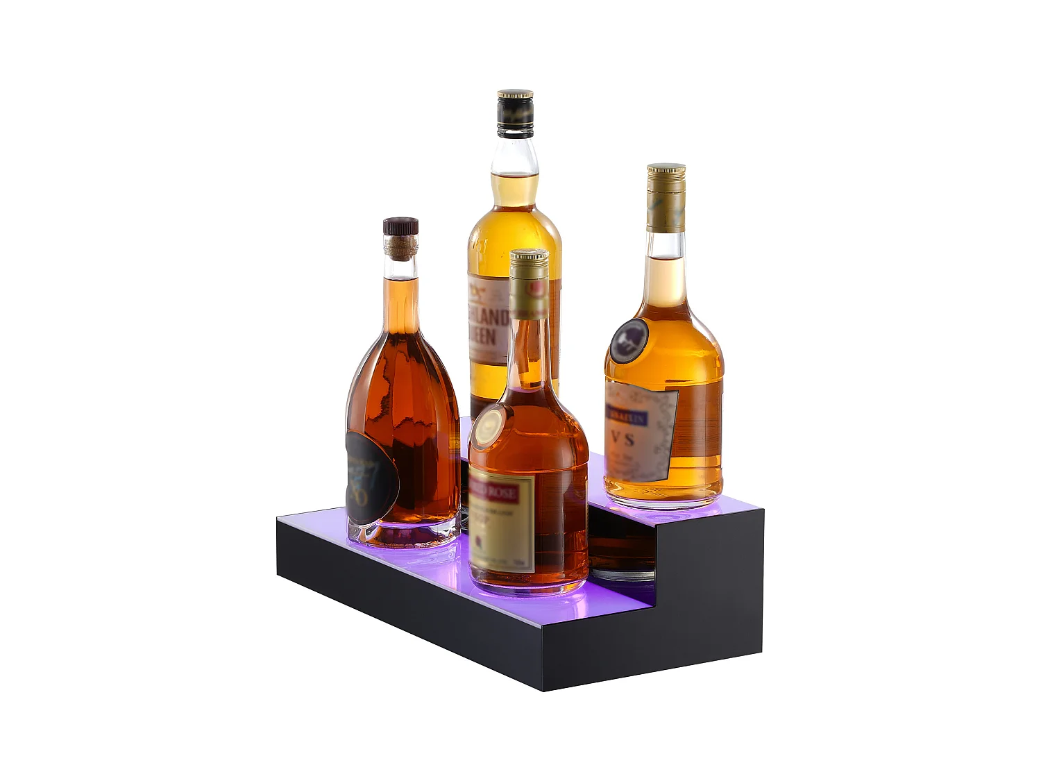 Présentoir à Bouteilles d'Alcool Éclairé à LED SucceBuy, Étagère de Bar, 40,5 cm, 2 Étapes
