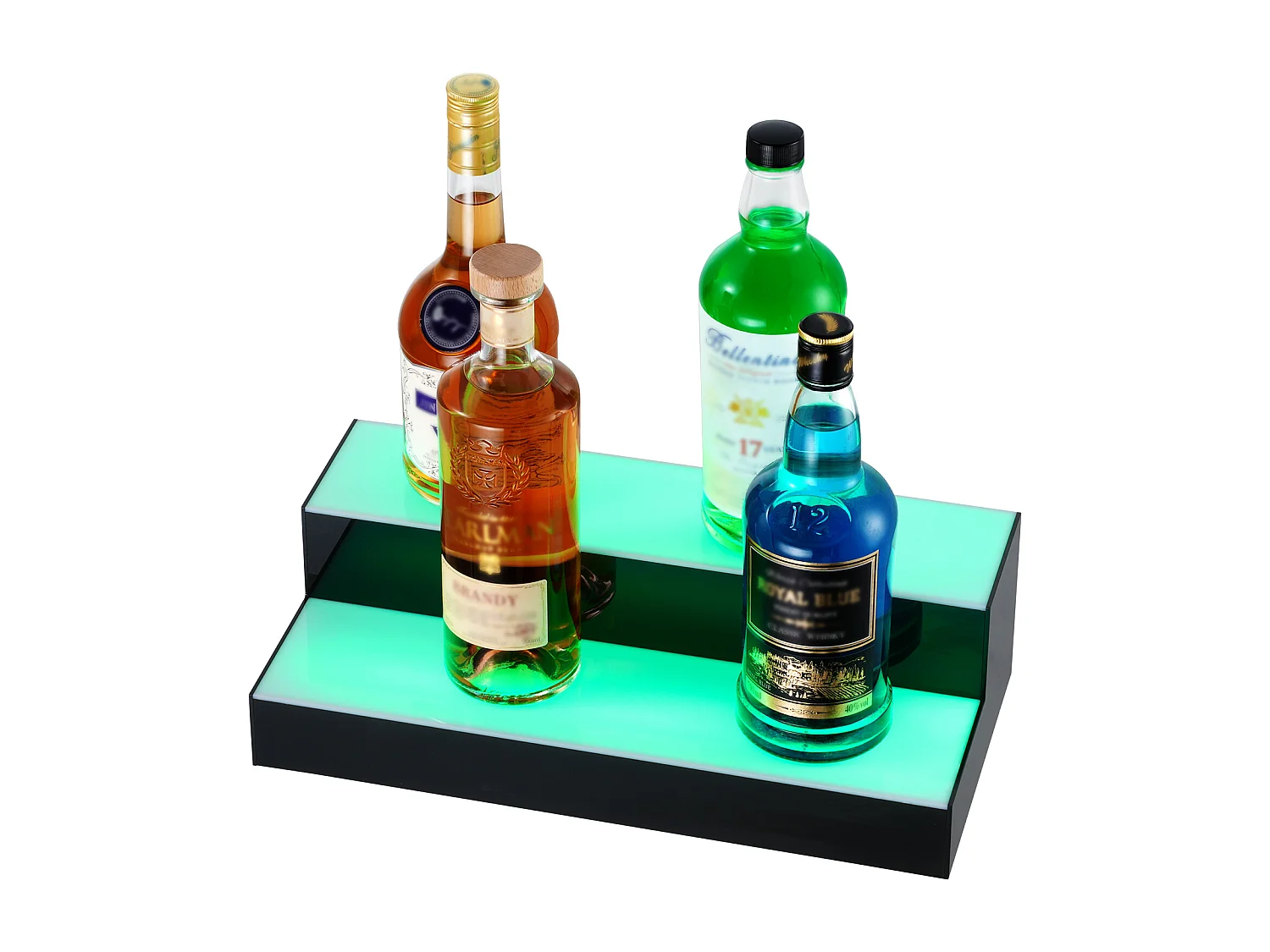 Présentoir à Bouteilles d'Alcool Éclairé à LED SucceBuy, Étagère de Bar, 40,5 cm, 2 Étapes