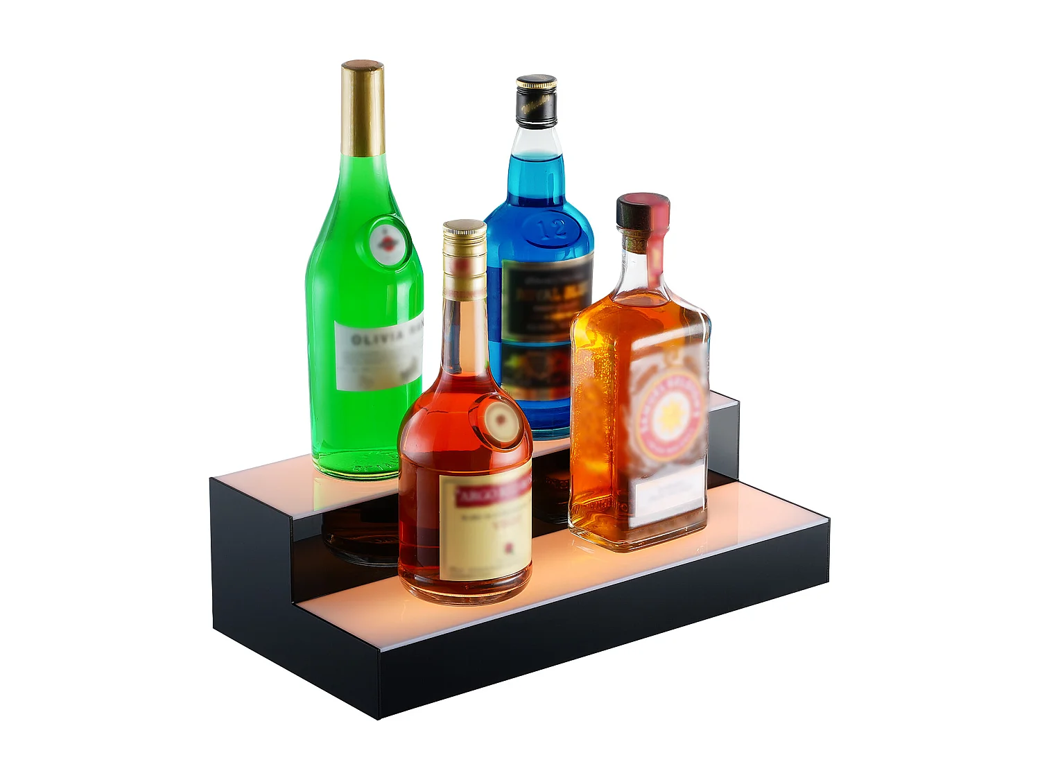 Présentoir à Bouteilles d'Alcool Éclairé à LED SucceBuy, Étagère de Bar, 40,5 cm, 2 Étapes