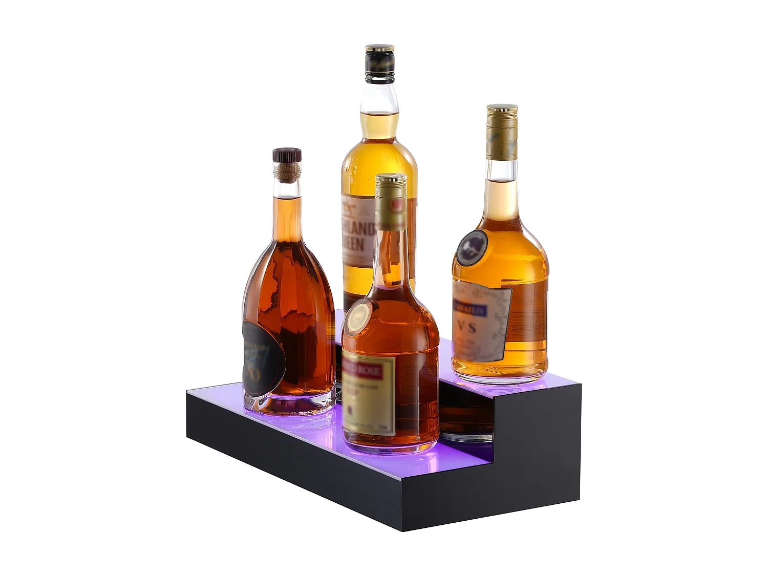 Présentoir à Bouteilles d'Alcool Éclairé à LED SucceBuy, Étagère de Bar, 40,5 cm, 2 Étapes