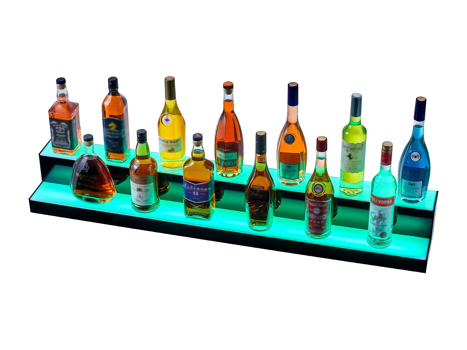 Présentoir à Bouteilles d'Alcool Éclairé à LED SucceBuy, Étagère de Bar, 121 cm, 2 Étapes