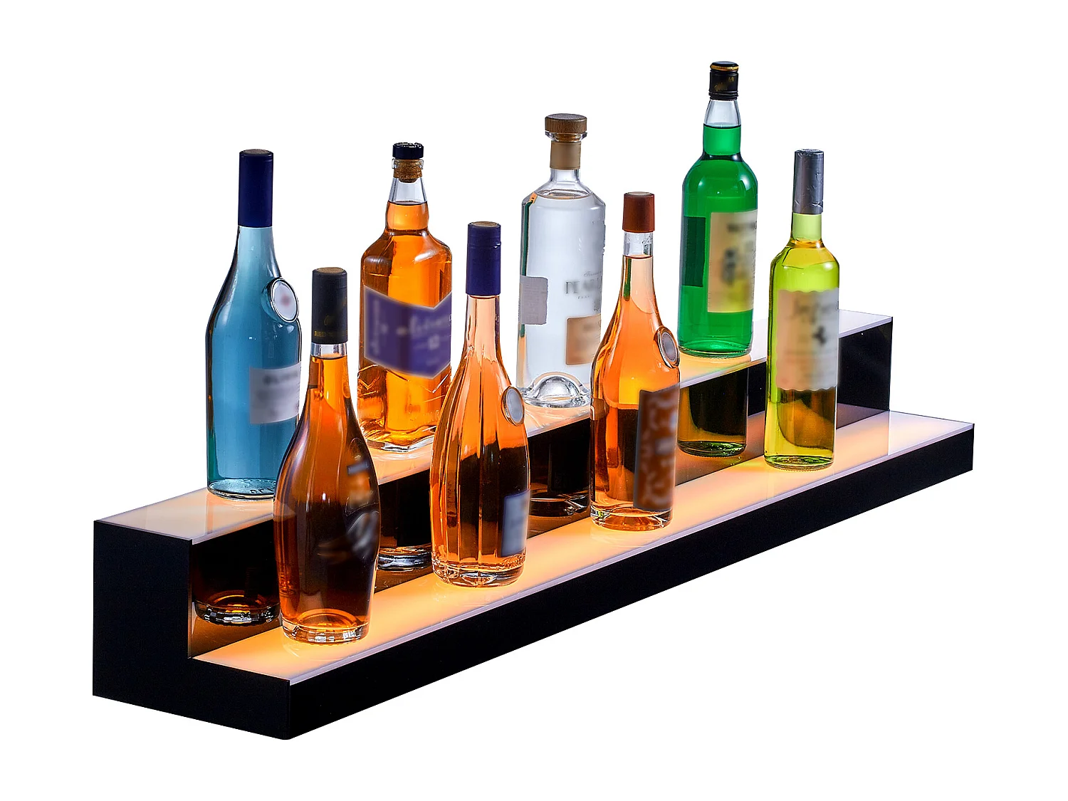 Présentoir à Bouteilles d'Alcool Éclairé à LED SucceBuy, Étagère de Bar, 121 cm, 2 Étapes
