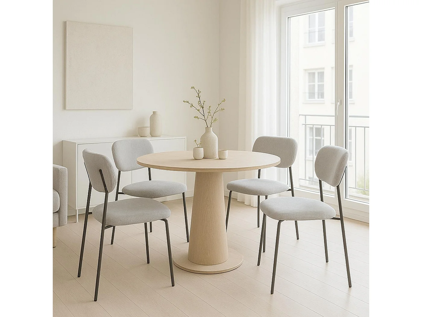 Chaise de salle à manger MCW-O26 (lot de 2),  gris clair