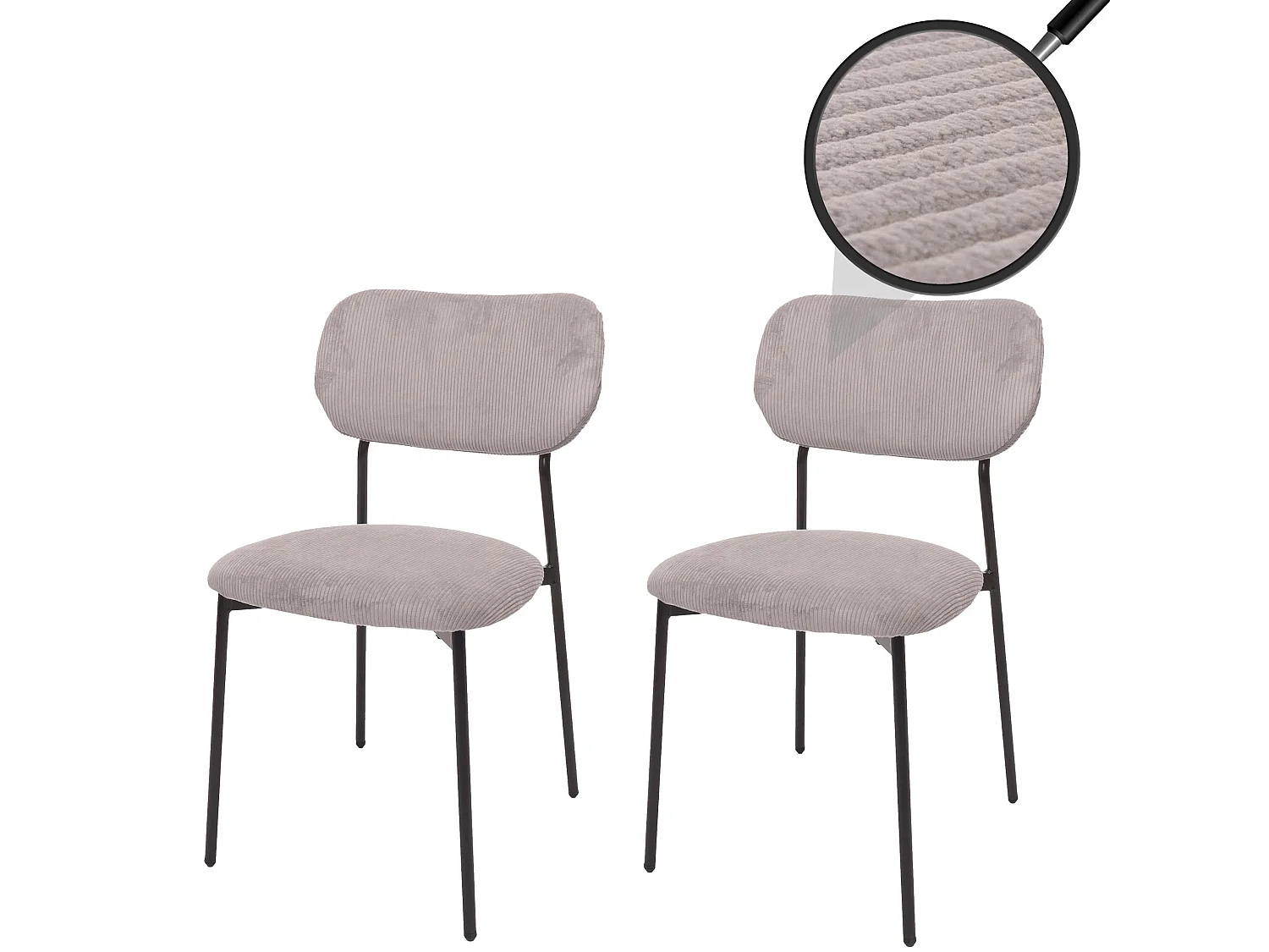 Chaise de salle à manger MCW-O26 (lot de 2),  gris clair