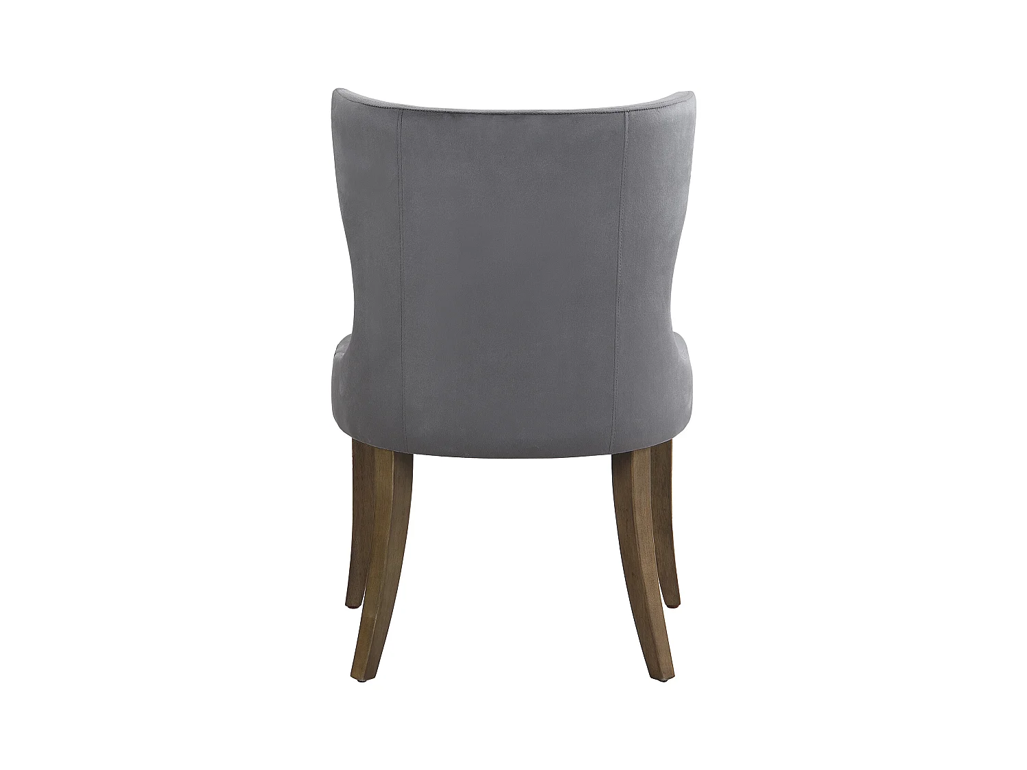 Lot de 2 chaises de cuisine, tissu en velours, pieds en bois brun, gris