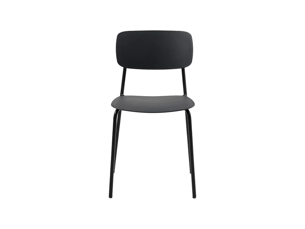 Elin - Lot de 4 chaises en plastique et métal - Noir