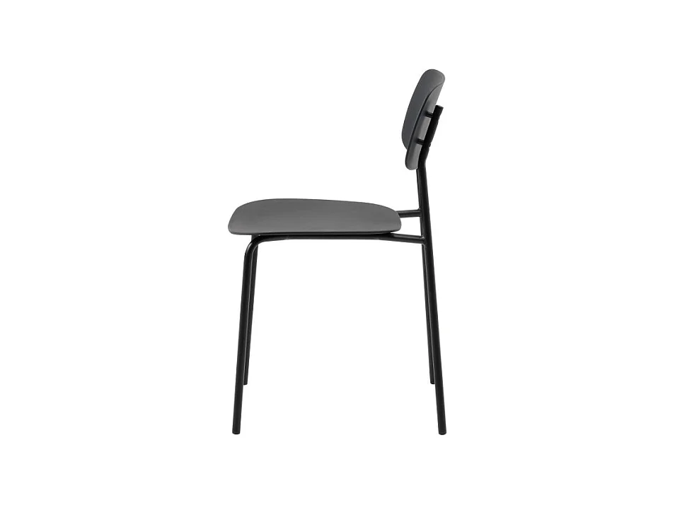 Elin - Lot de 4 chaises en plastique et métal - Noir