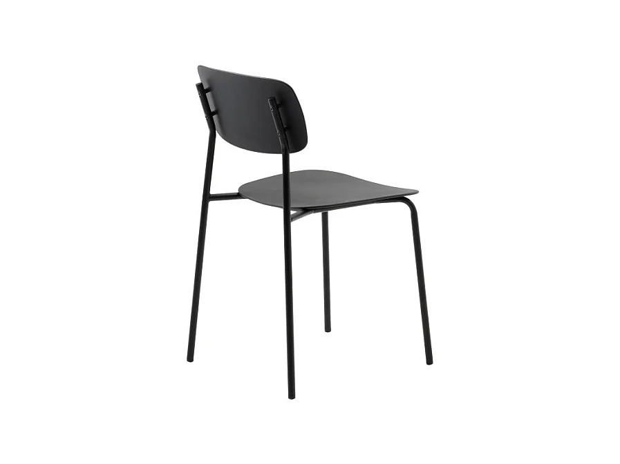 Elin - Lot de 4 chaises en plastique et métal - Noir