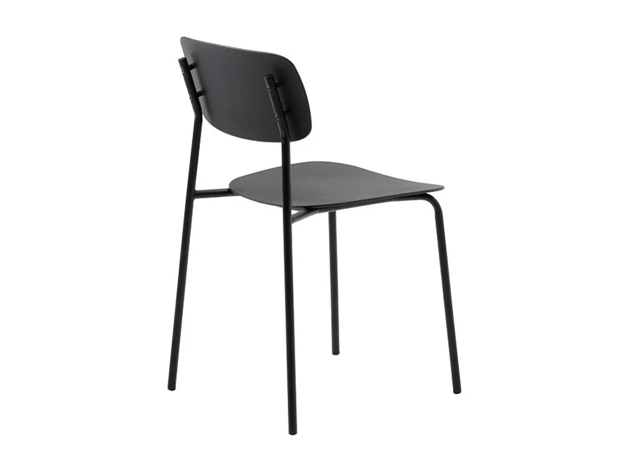 Elin - Lot de 4 chaises en plastique et métal - Noir