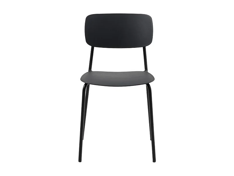 Elin - Lot de 4 chaises en plastique et métal - Noir