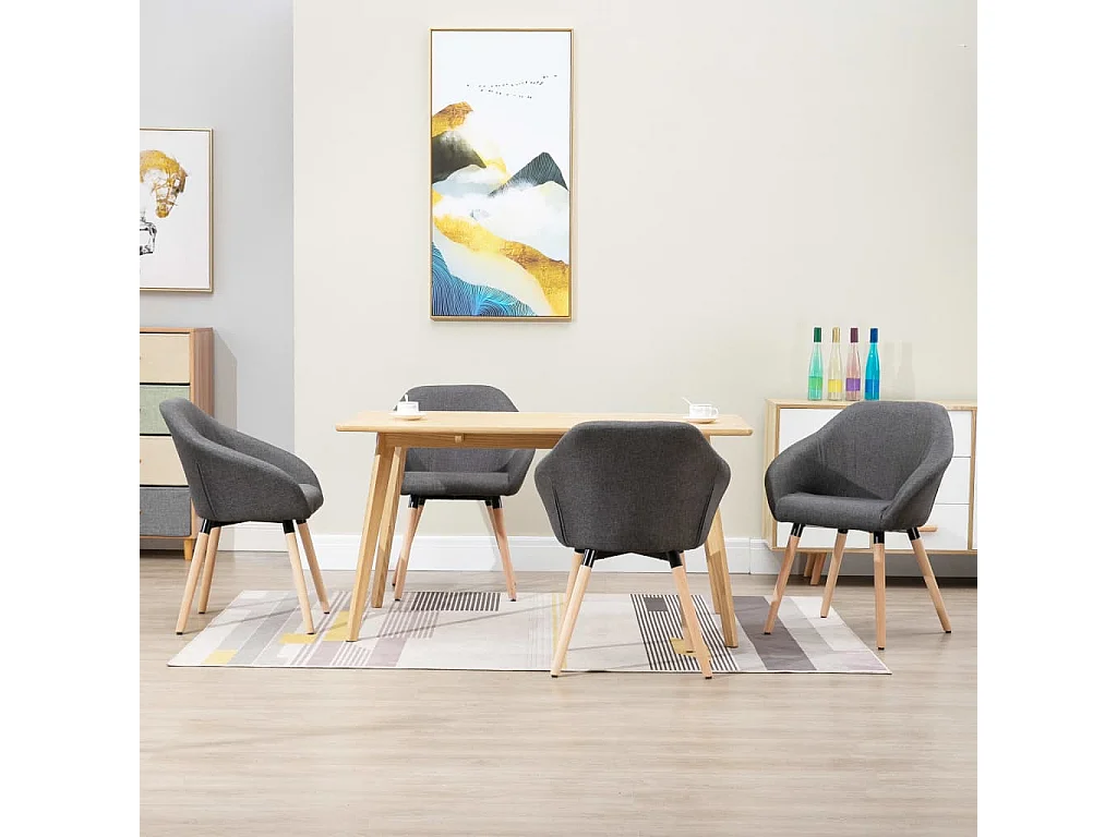 Chaises à manger lot de 4 gris foncé tissu
