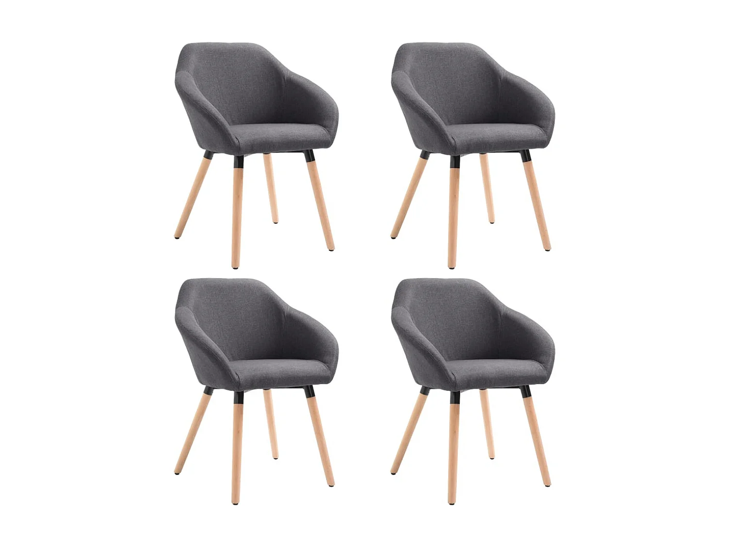 Chaises à manger lot de 4 gris foncé tissu