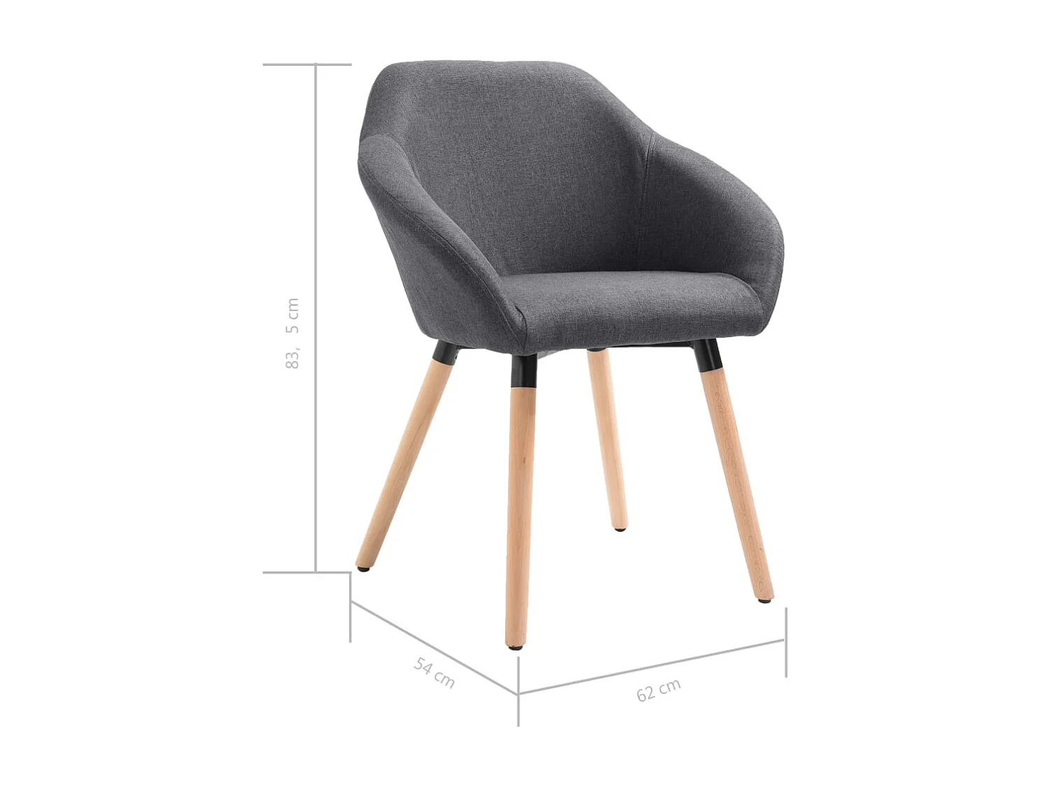 Chaises à manger lot de 4 gris foncé tissu