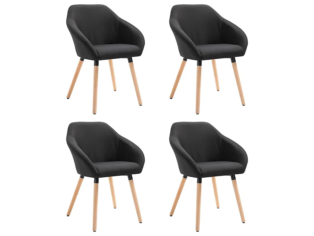 Chaises à manger lot de 4 noir tissu