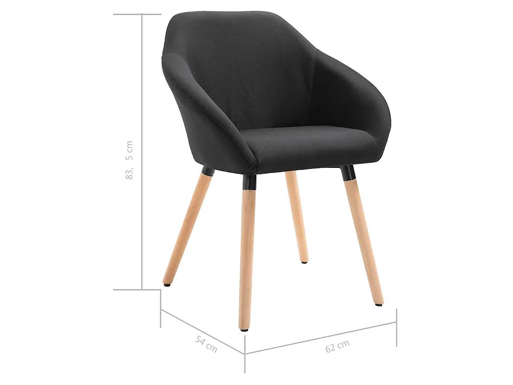 Chaises à manger lot de 4 noir tissu