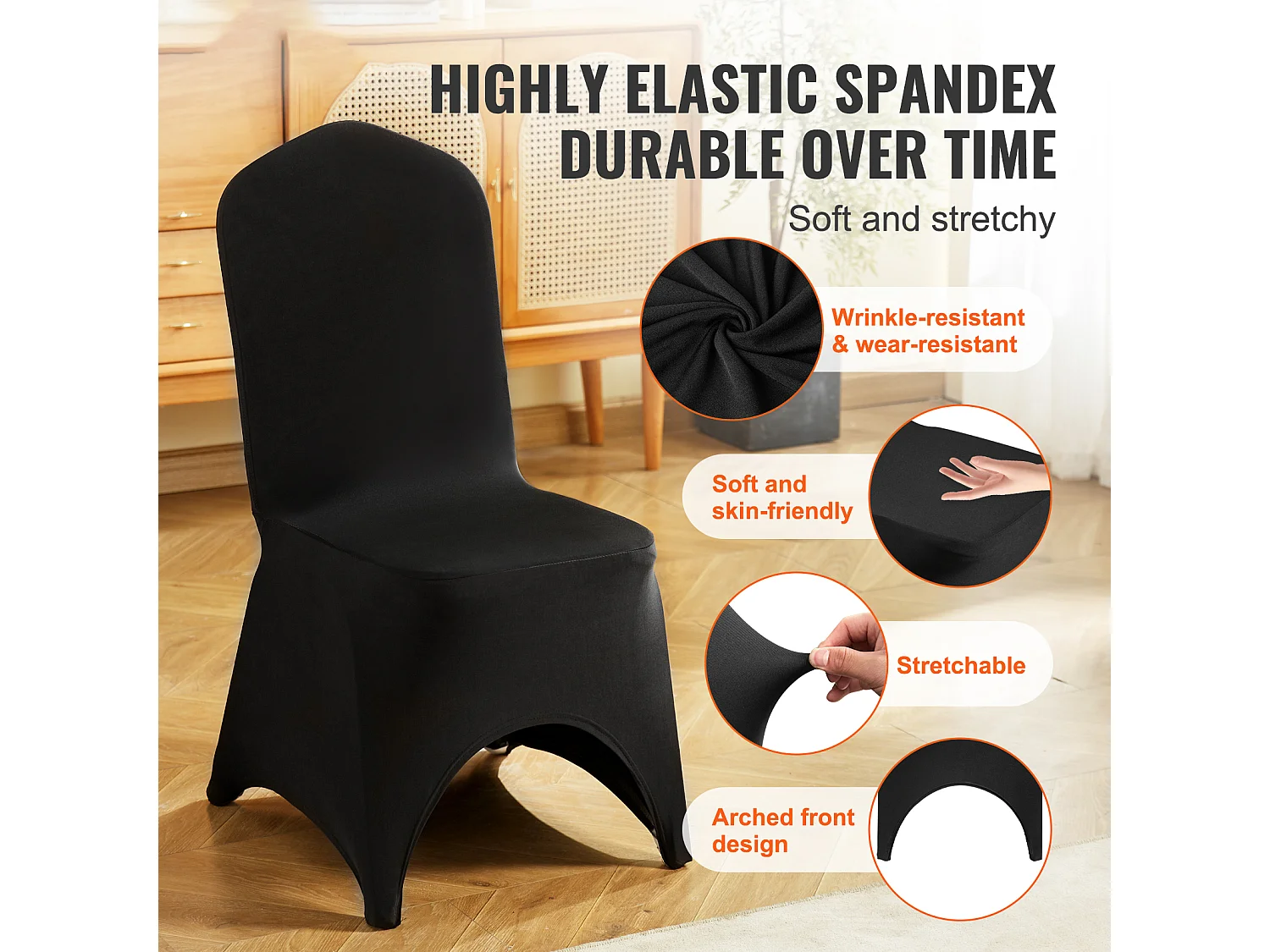 Elastyczne Pokrowce na Krzesła SucceBuy, Zestaw 50 Czarnych dla Weseli, Przyjęć i Jadalni