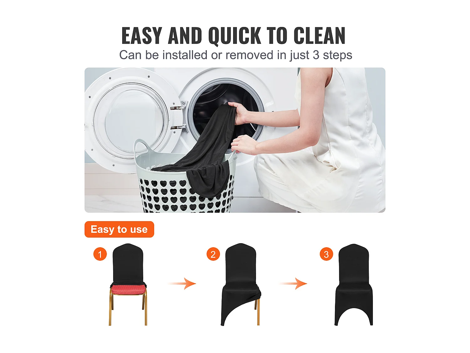 Elastyczne Pokrowce na Krzesła SucceBuy, Zestaw 50 Czarnych dla Weseli, Przyjęć i Jadalni