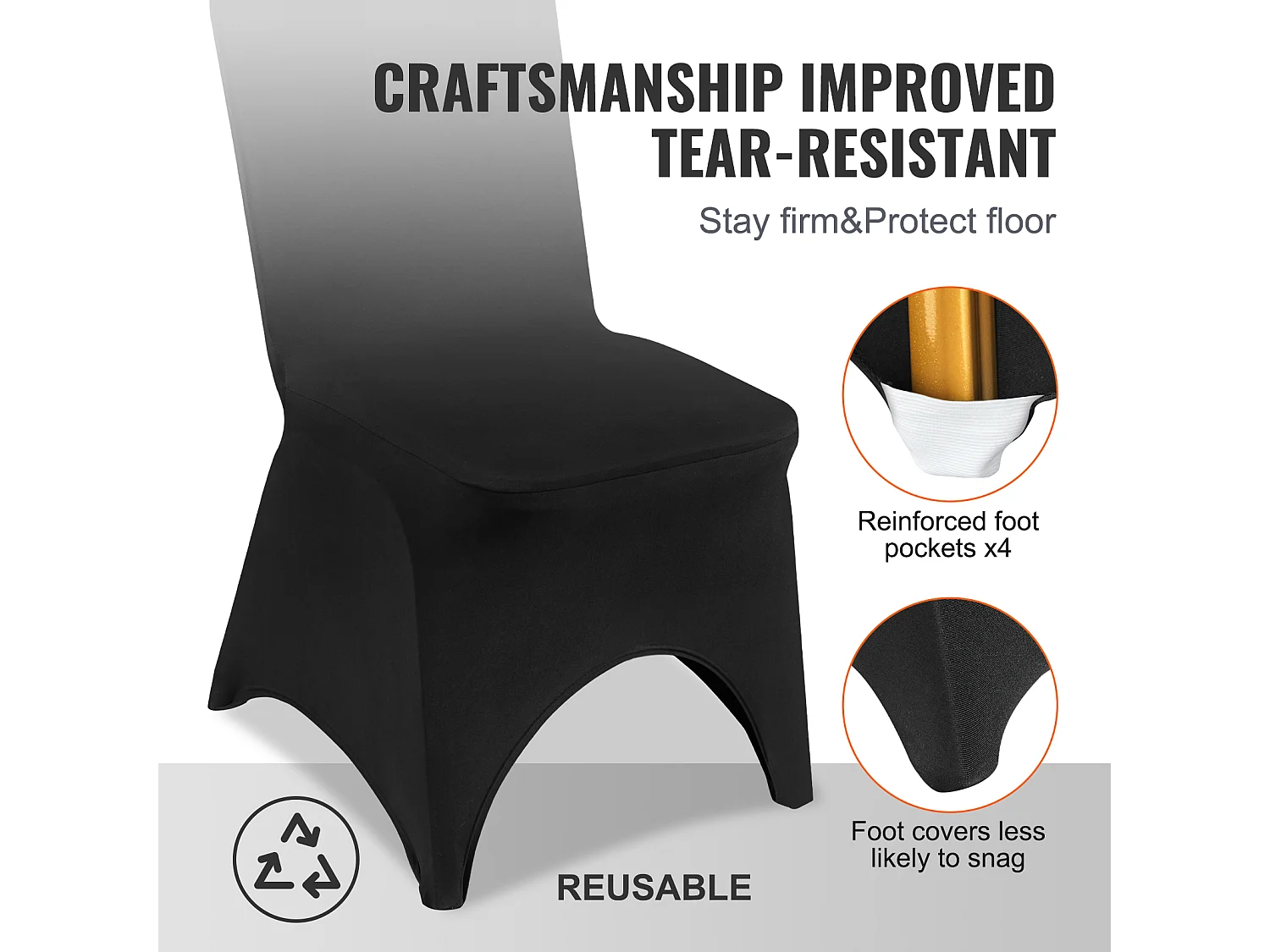 Elastyczne Pokrowce na Krzesła SucceBuy, Zestaw 50 Czarnych dla Weseli, Przyjęć i Jadalni