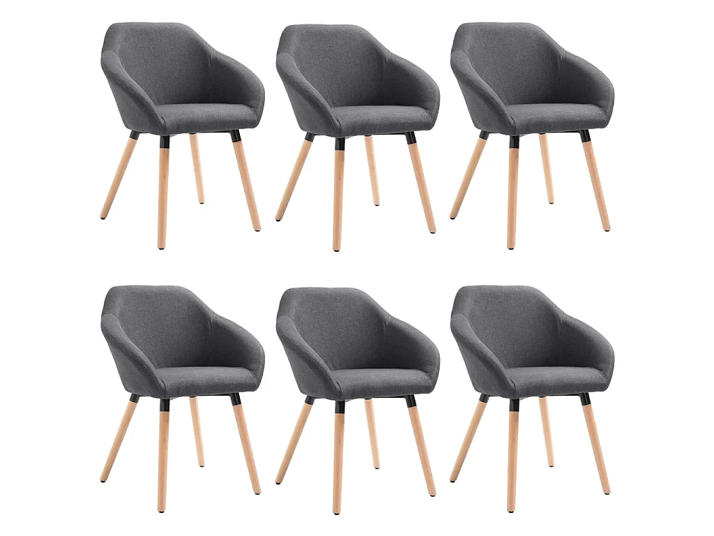 Sillas de comedor 6 unidades tela gris oscuro