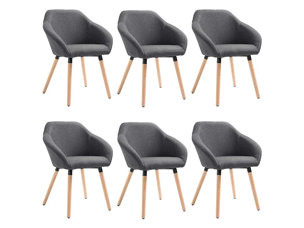 Eetkamerstoelen 6 st stof donkergrijs