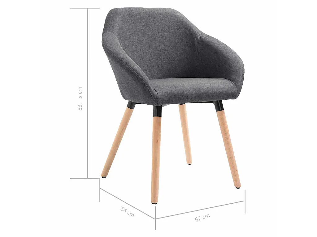 Eetkamerstoelen 6 st stof donkergrijs