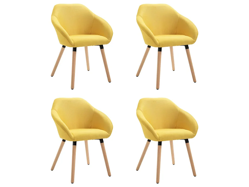 Chaises à manger lot de 4 jaune tissu