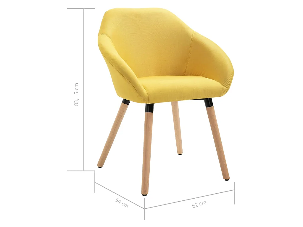 Chaises à manger lot de 4 jaune tissu