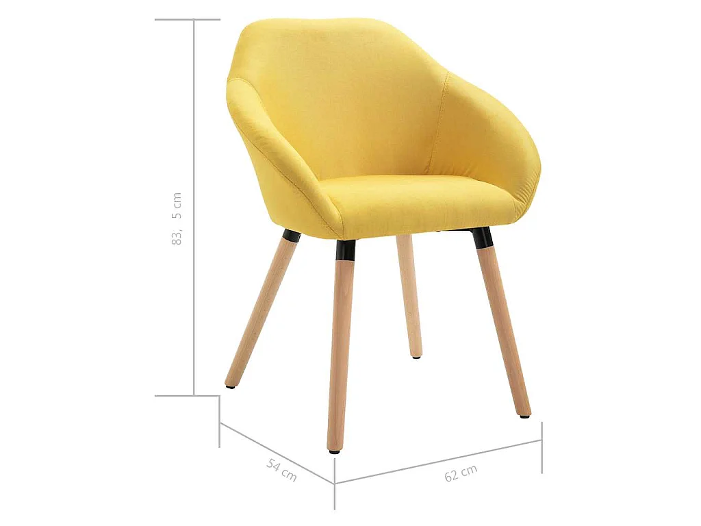 Chaises à manger lot de 4 jaune tissu