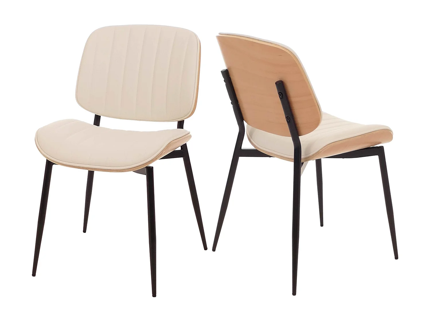 Chaise de salle à manger MCW-O44 (lot de 2),  naturel, blanc